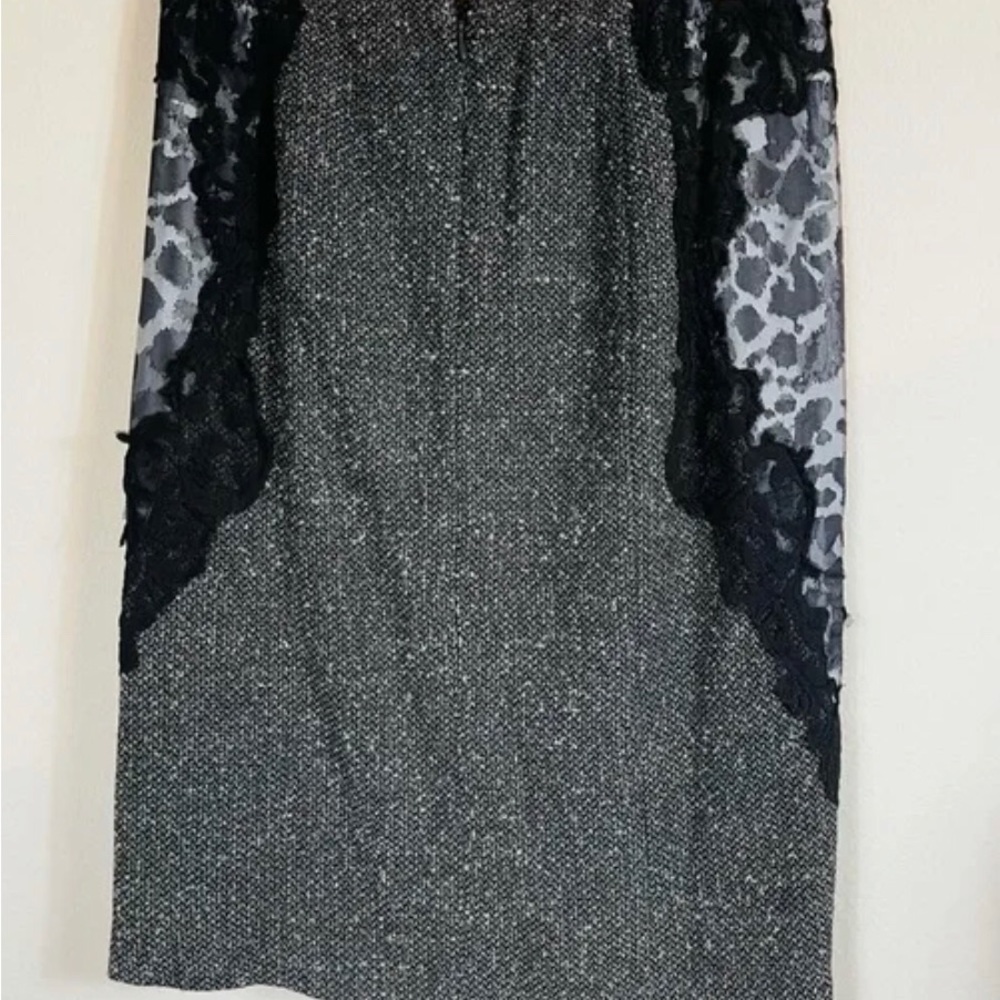 G.I.L.I. Black & Gray Tweed & Leopard Lace Trim Sides Skirt Style #A237483 XXS - Picture 3 of 11